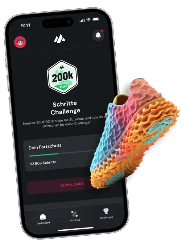 Moveathlon App: Schritte-Challenge mit Abzeichen und Fortschritt
