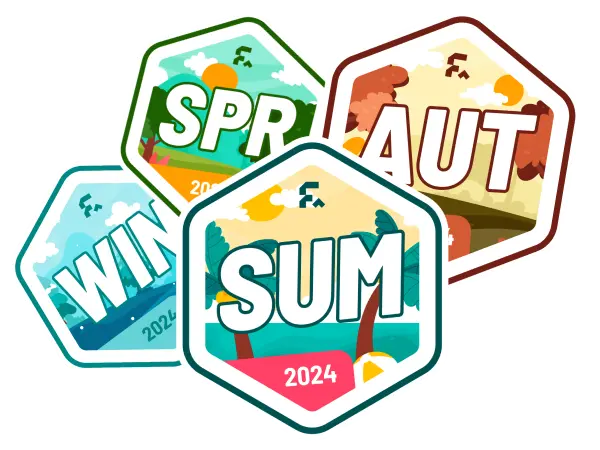 Moveathlon Challenge-Abzeichen für Frühling, Sommer, Herbst und Winter
